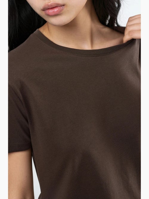 T-shirt in cotone tinta unita con girocollo busem - Kiabi