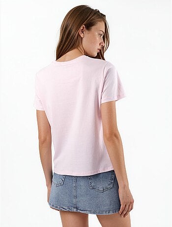 T-shirt in cotone tinta unita con girocollo busem