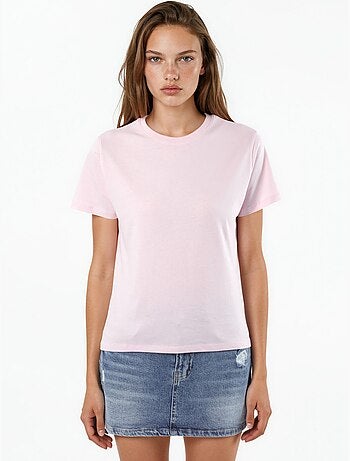 T-shirt in cotone tinta unita con girocollo busem