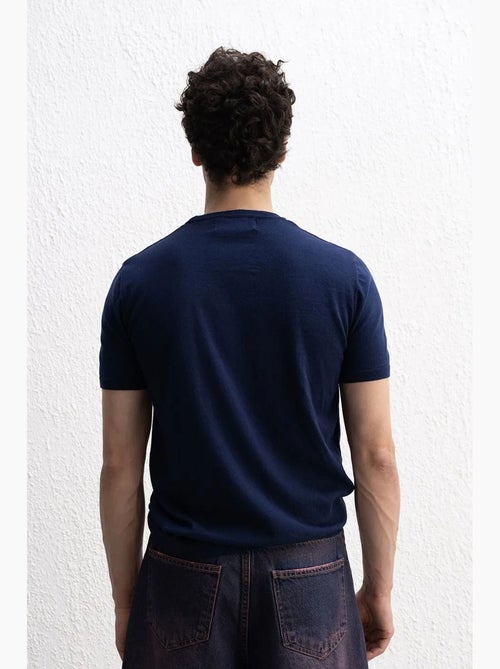T-shirt in cotone tinta unita con girocollo giesto - Kiabi