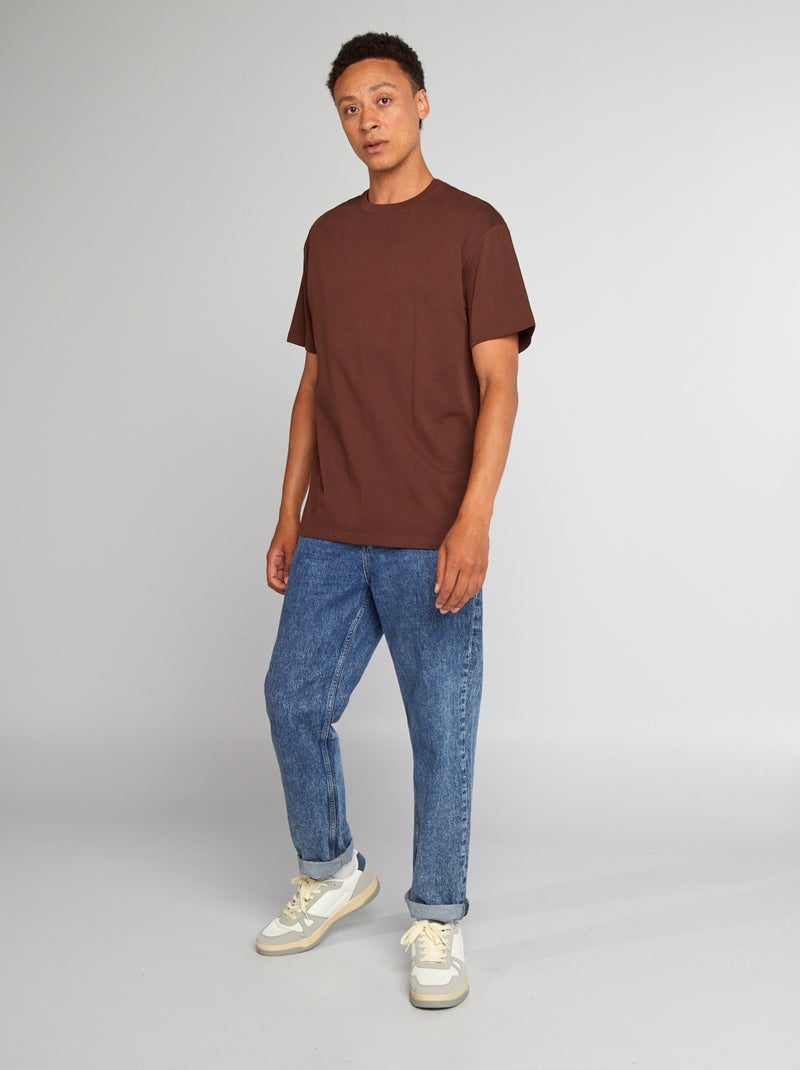 T-shirt in cotone tinta unita MARRONE - Kiabi