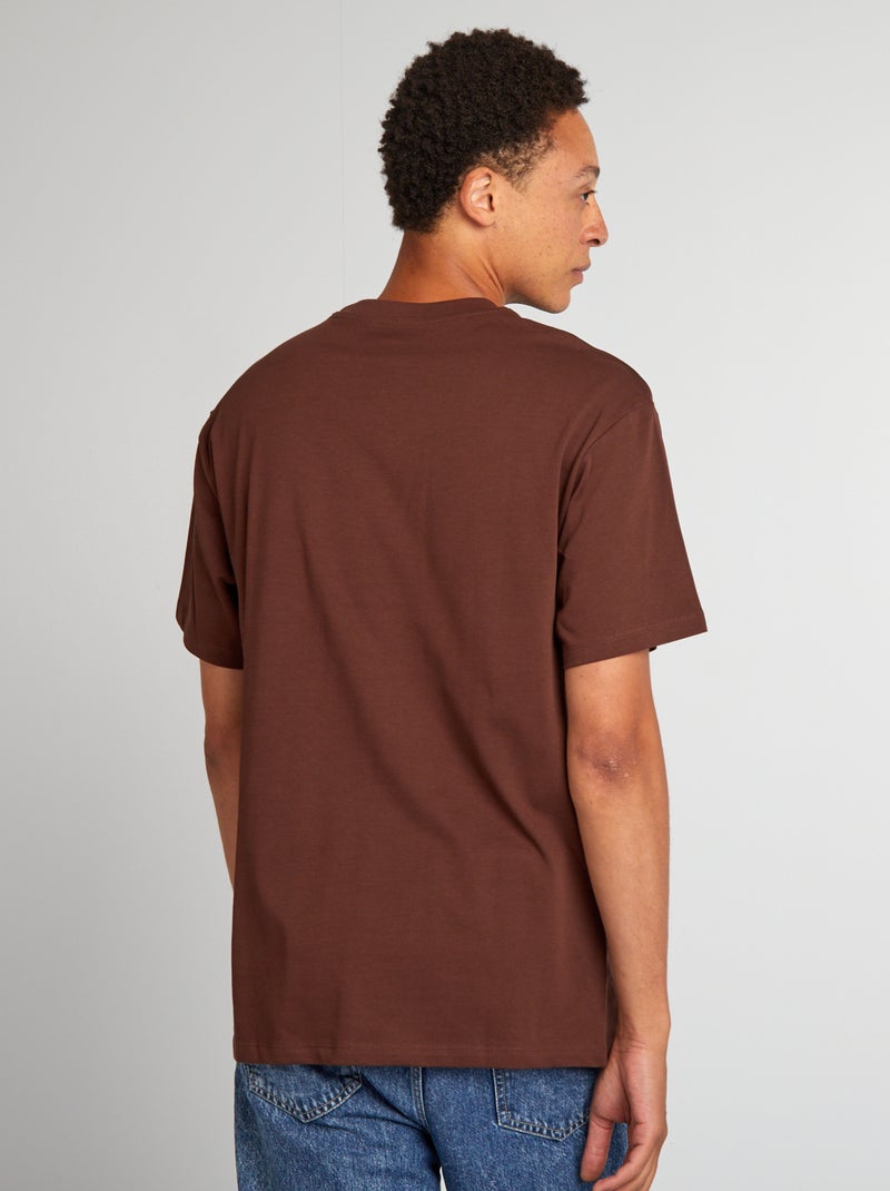 T-shirt in cotone tinta unita MARRONE - Kiabi