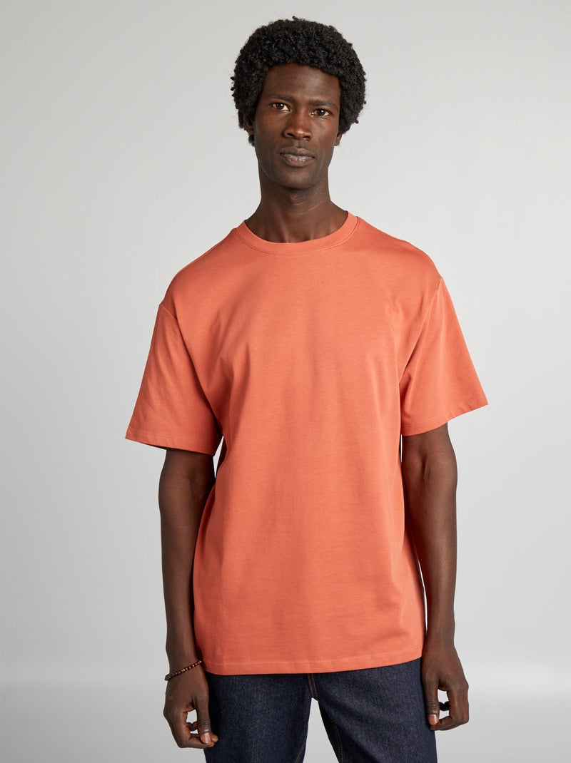 T-shirt in cotone tinta unita ROSSO - Kiabi