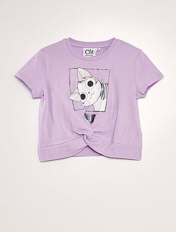 T-shirt in cotone 'Una vita da gatto' - Kiabi