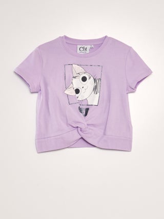 T-shirt in cotone 'Una vita da gatto'