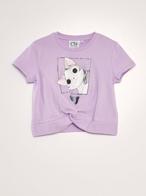 T-shirt in cotone 'Una vita da gatto' - Kiabi