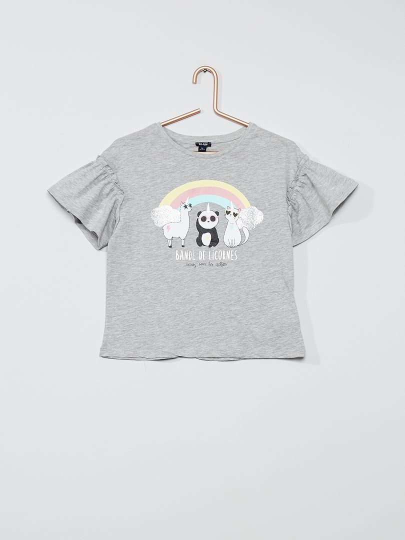 T-shirt in cotone 'unicorno' GRIGIO - Kiabi