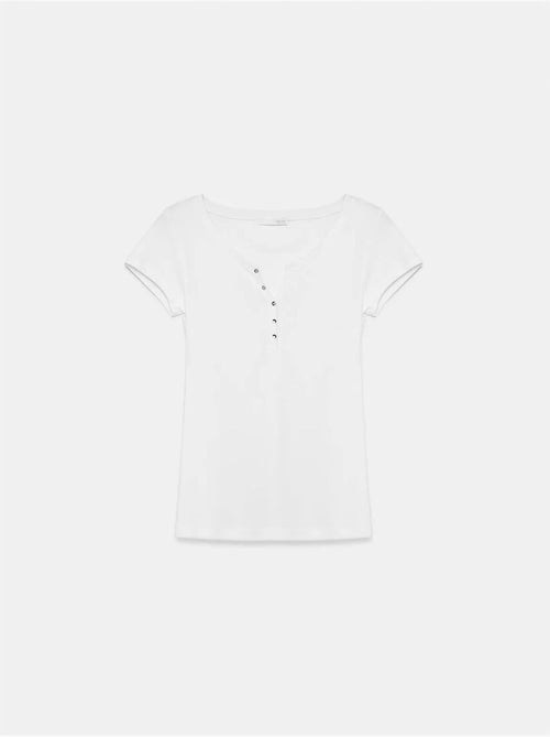 T-shirt in cotone vestibilità aderente scollo tondo dilvin - Kiabi T-shirt in cotone vestibilità aderente scollo tondo dilvin - Kiabi