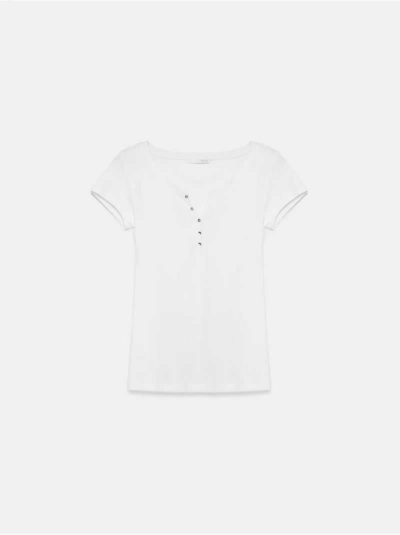 T-shirt in cotone vestibilità aderente scollo tondo dilvin Bianco - Kiabi
