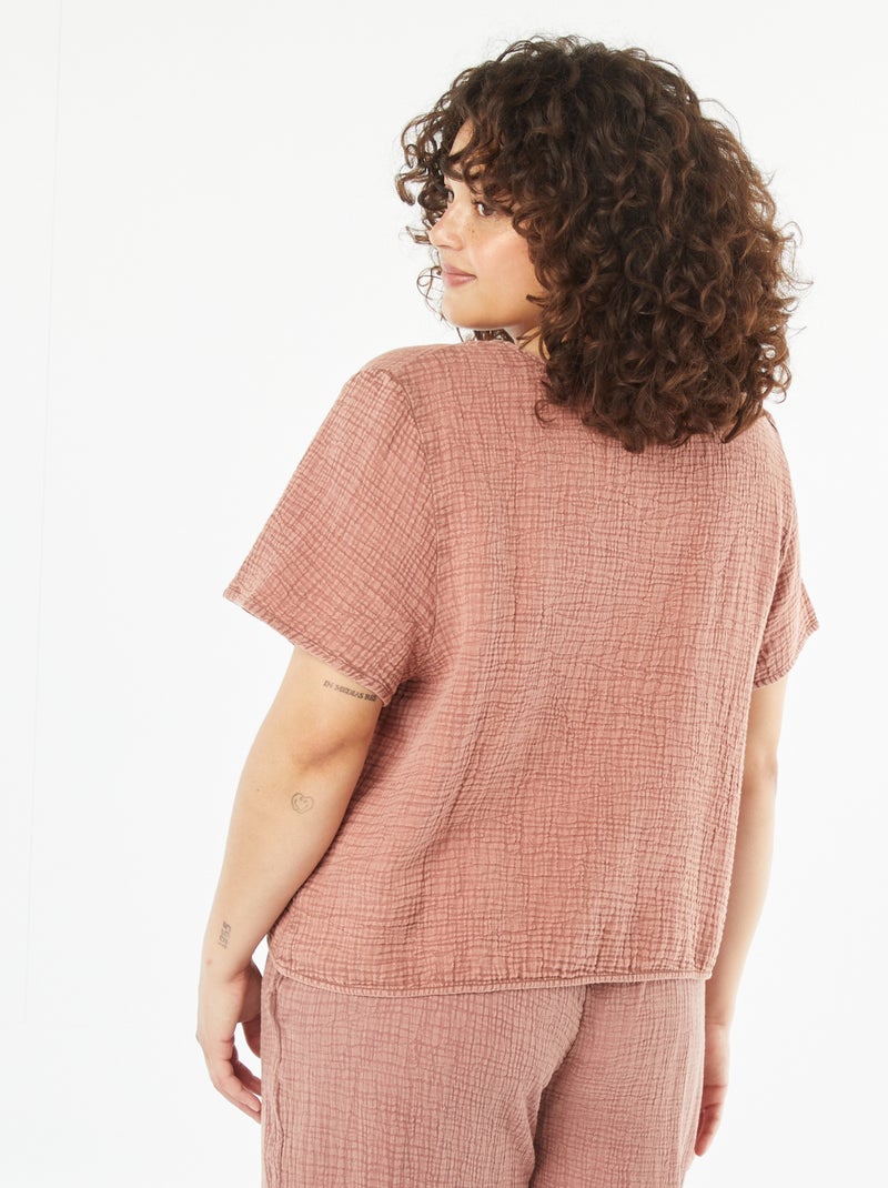 T-shirt in garza di cotone da annodare Rosa - Kiabi