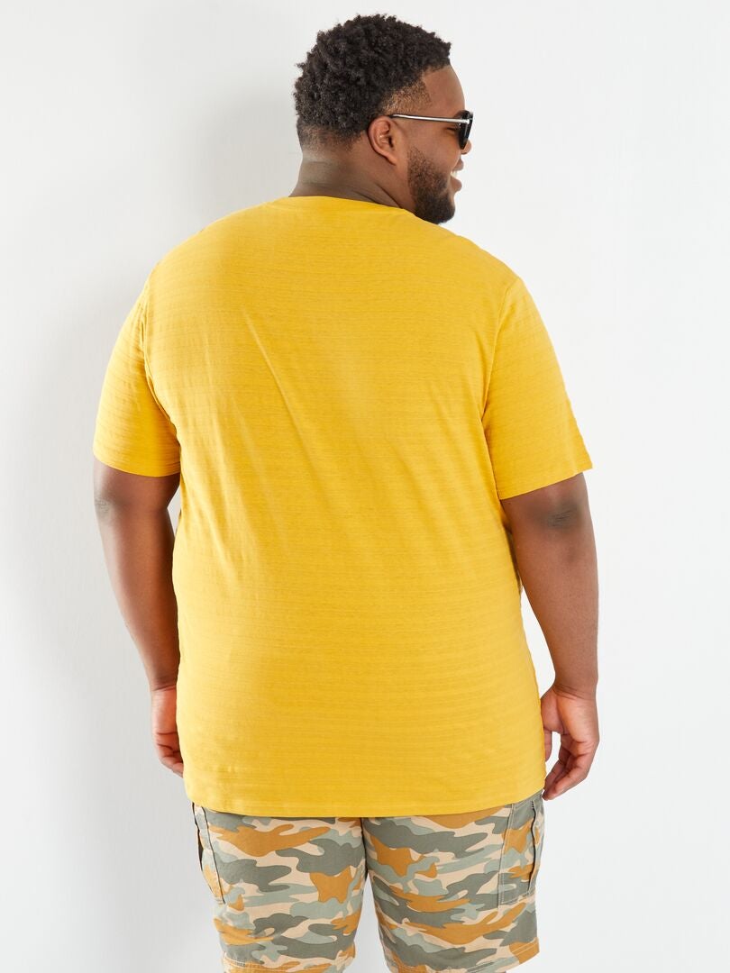 T-shirt in jacquard tinta unita- GIALLO - Kiabi
