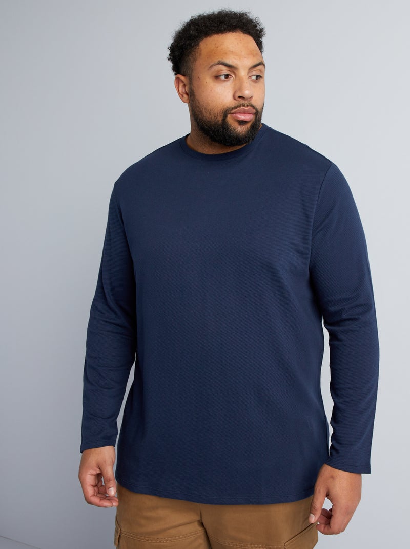 T-shirt in jersey a coste blu - Kiabi