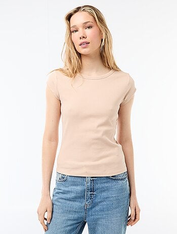 T-shirt in jersey a coste maniche corte