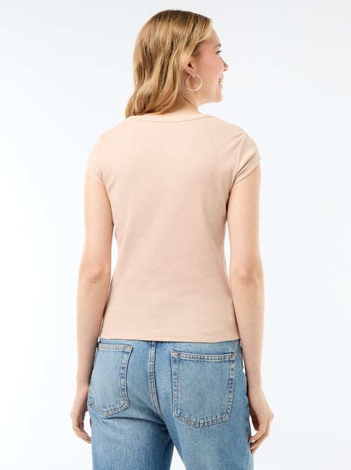 T-shirt in jersey a coste maniche corte - Kiabi