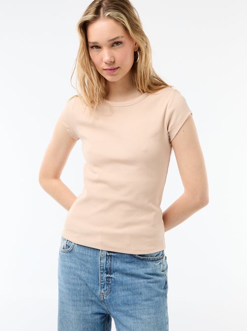 T-shirt in jersey a coste maniche corte - Kiabi