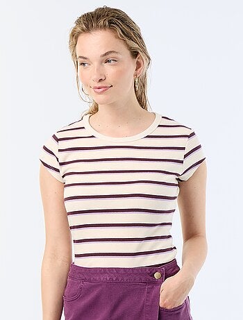 T-shirt in jersey a coste maniche corte