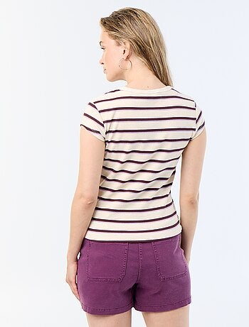 T-shirt in jersey a coste maniche corte