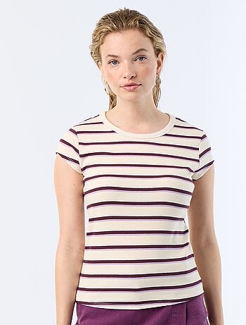 T-shirt in jersey a coste maniche corte