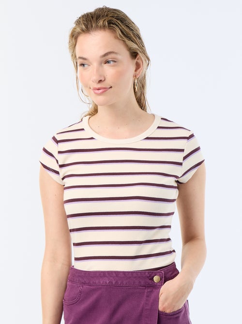 T-shirt in jersey a coste maniche corte - Kiabi