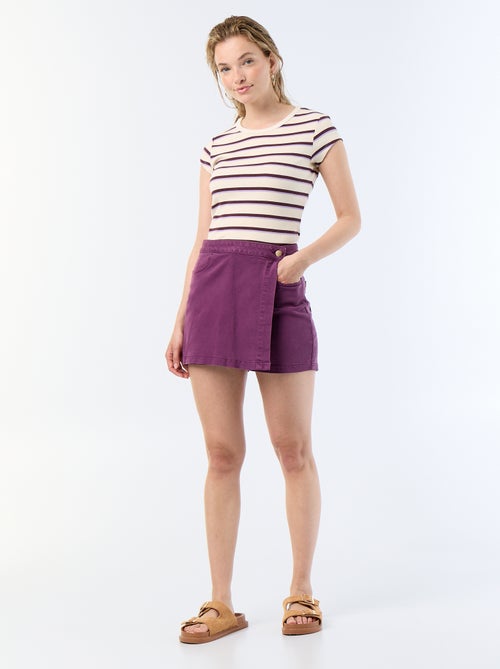 T-shirt in jersey a coste maniche corte - Kiabi