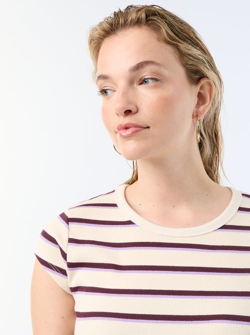 T-shirt in jersey a coste maniche corte - Kiabi