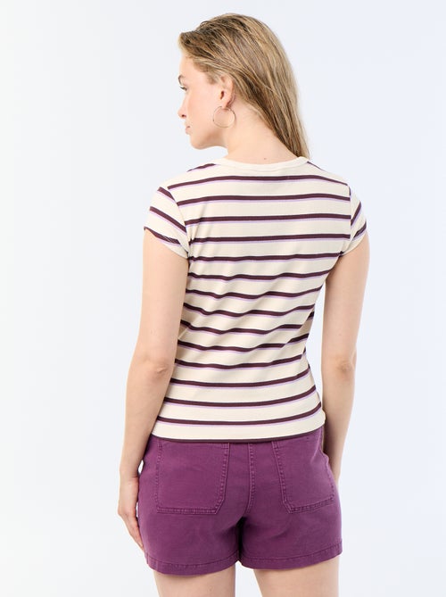 T-shirt in jersey a coste maniche corte - Kiabi