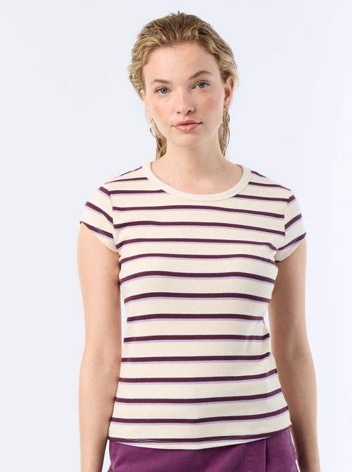 T-shirt in jersey a coste maniche corte - Kiabi