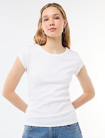 T-shirt in jersey a coste maniche corte