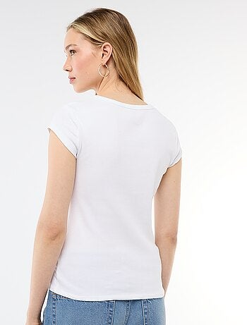 T-shirt in jersey a coste maniche corte