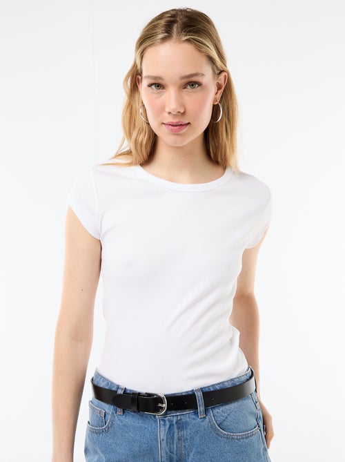 T-shirt in jersey a coste maniche corte - Kiabi