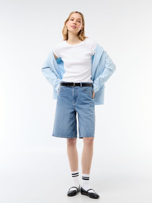 T-shirt in jersey a coste maniche corte - Kiabi