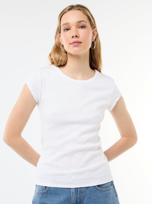 T-shirt in jersey a coste maniche corte - Kiabi