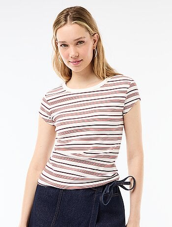 T-shirt in jersey a coste maniche corte