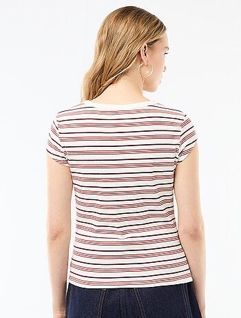 T-shirt in jersey a coste maniche corte
