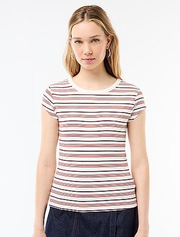 T-shirt in jersey a coste maniche corte