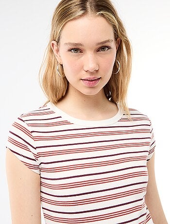 T-shirt in jersey a coste maniche corte