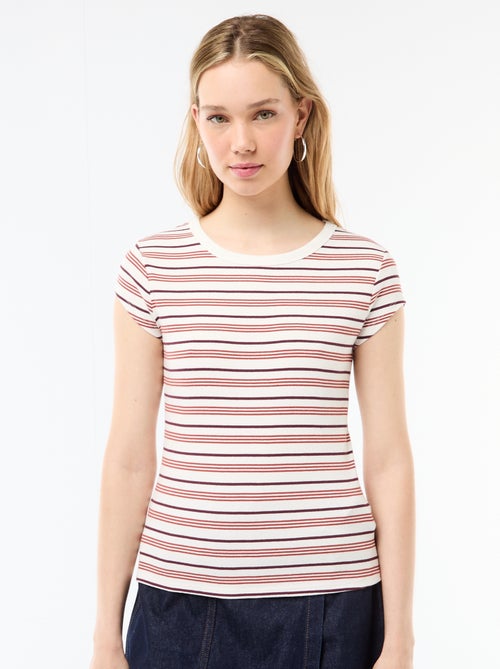 T-shirt in jersey a coste maniche corte - Kiabi