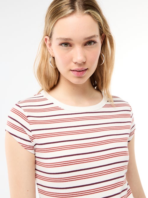 T-shirt in jersey a coste maniche corte - Kiabi