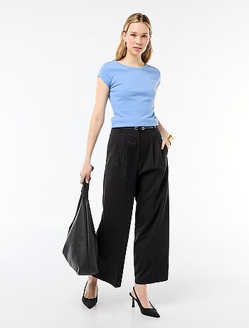 T-shirt in jersey a coste maniche corte