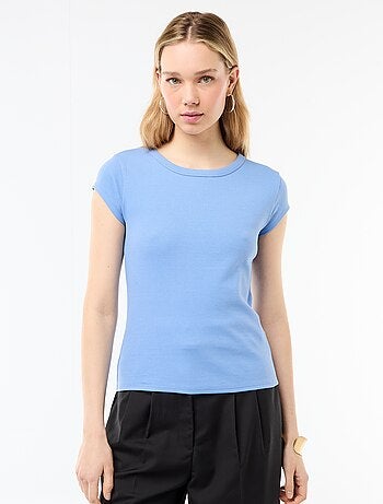 T-shirt in jersey a coste maniche corte