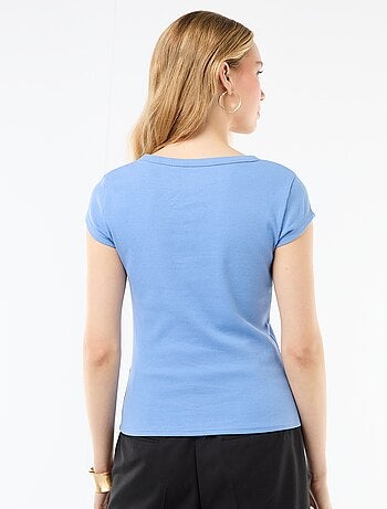 T-shirt in jersey a coste maniche corte