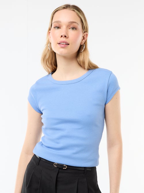 T-shirt in jersey a coste maniche corte - Kiabi