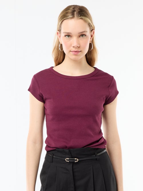 T-shirt in jersey a coste maniche corte - Kiabi T-shirt in jersey a coste maniche corte - Kiabi