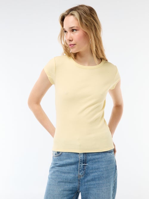 T-shirt in jersey a coste maniche corte - Kiabi