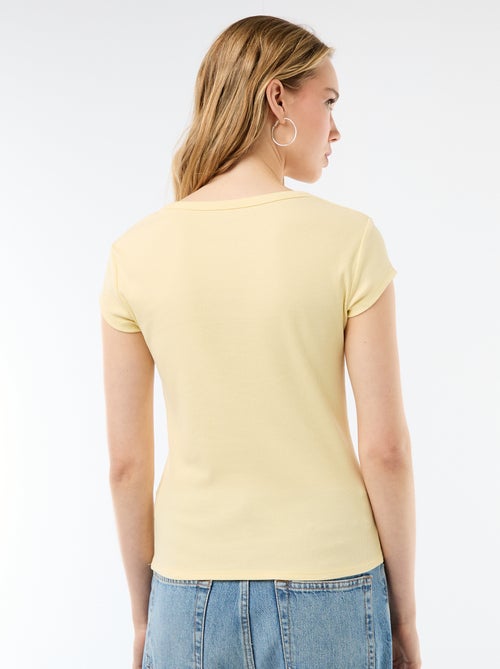 T-shirt in jersey a coste maniche corte - Kiabi