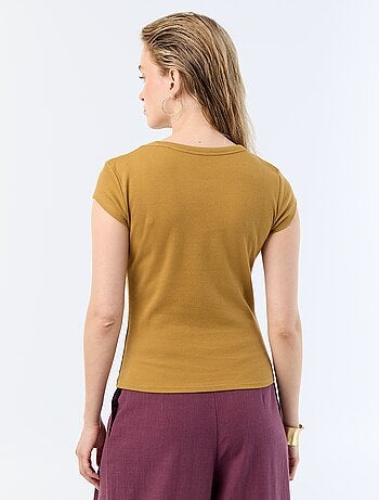 T-shirt in jersey a coste maniche corte