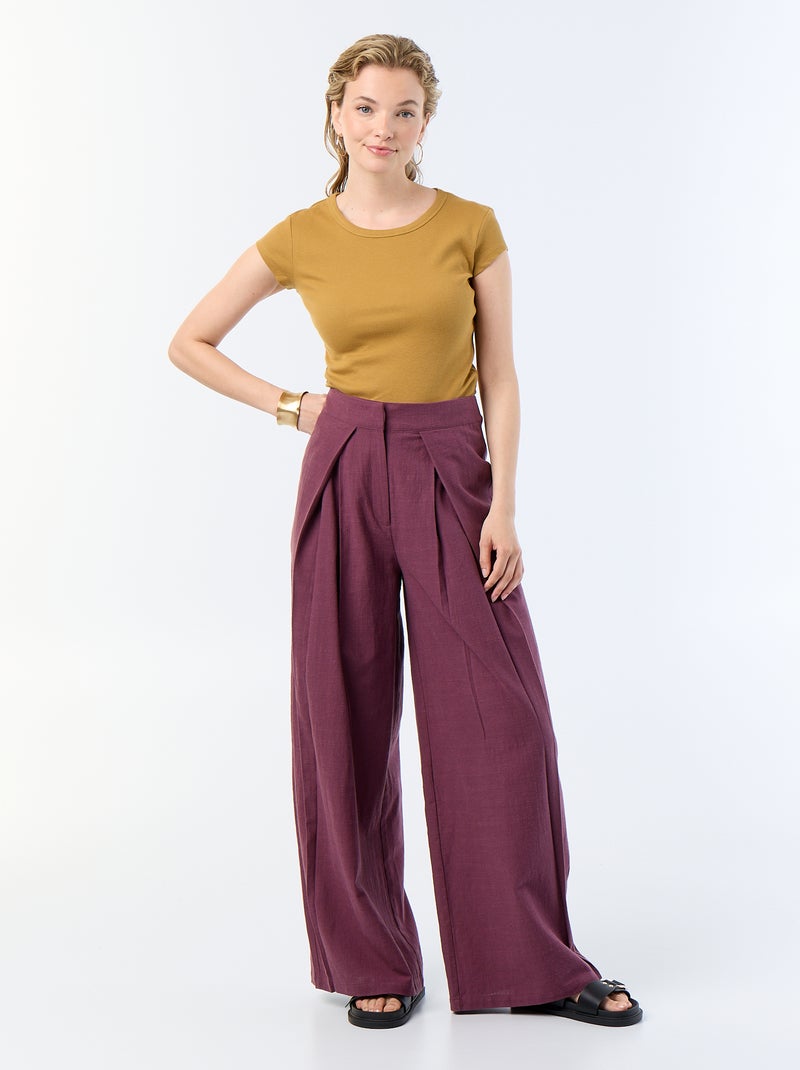 T-shirt in jersey a coste maniche corte Giallo senape - Kiabi