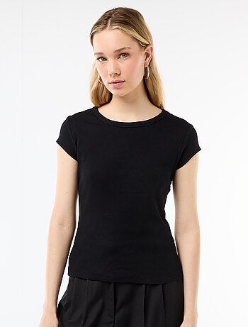 T-shirt in jersey a coste maniche corte
