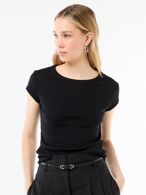 T-shirt in jersey a coste maniche corte - Kiabi