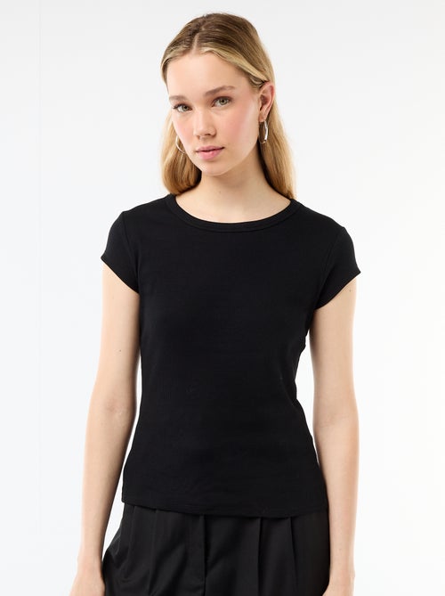 T-shirt in jersey a coste maniche corte - Kiabi